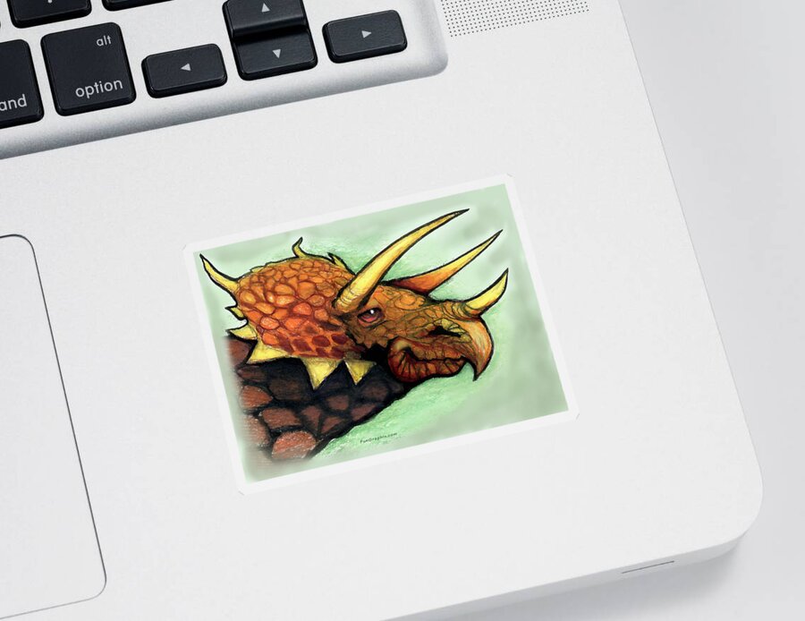 Triceratops Sticker featuring the painting Triceratops #1 by Kevin Middleton