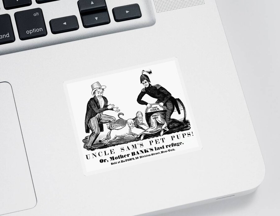 1840 Sticker featuring the photograph Uncle Sam Cartoon, 1840 #1 by Granger