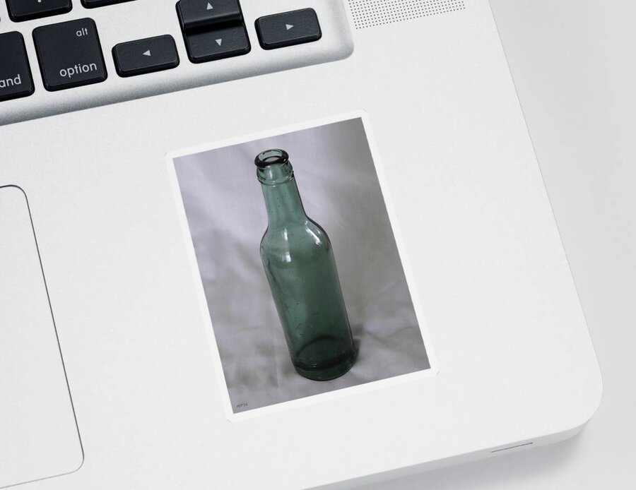 Bottle Sticker featuring the photograph Vintage Green Glass Bottle #1 by Phil Perkins