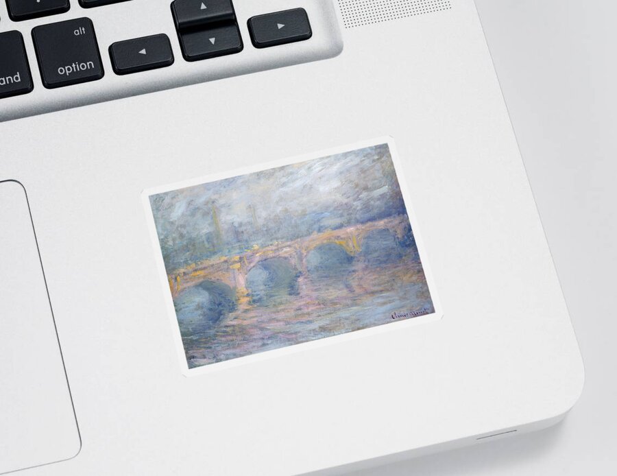 Waterloo Sticker featuring the painting Waterloo Bridge London at Sunset by Claude Monet