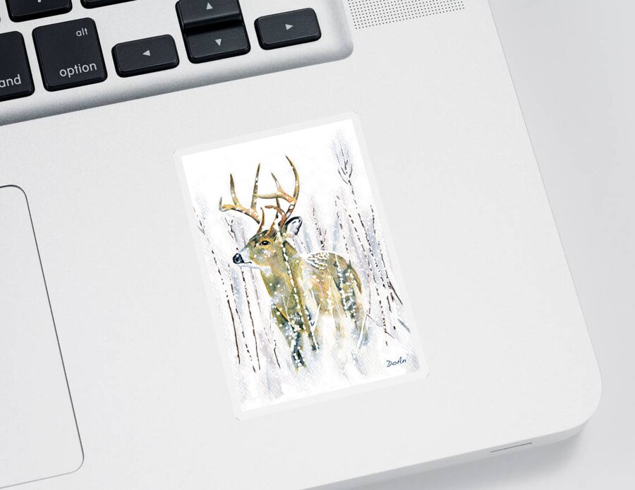 Stag Sticker featuring the painting Winter Deer by Antony Galbraith