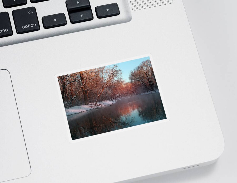 River Sticker featuring the photograph Winter Glow #1 by Rob Blair