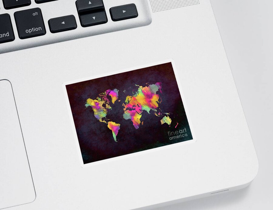 Map Of The World Sticker featuring the digital art World Map Art #1 by Justyna Jaszke JBJart