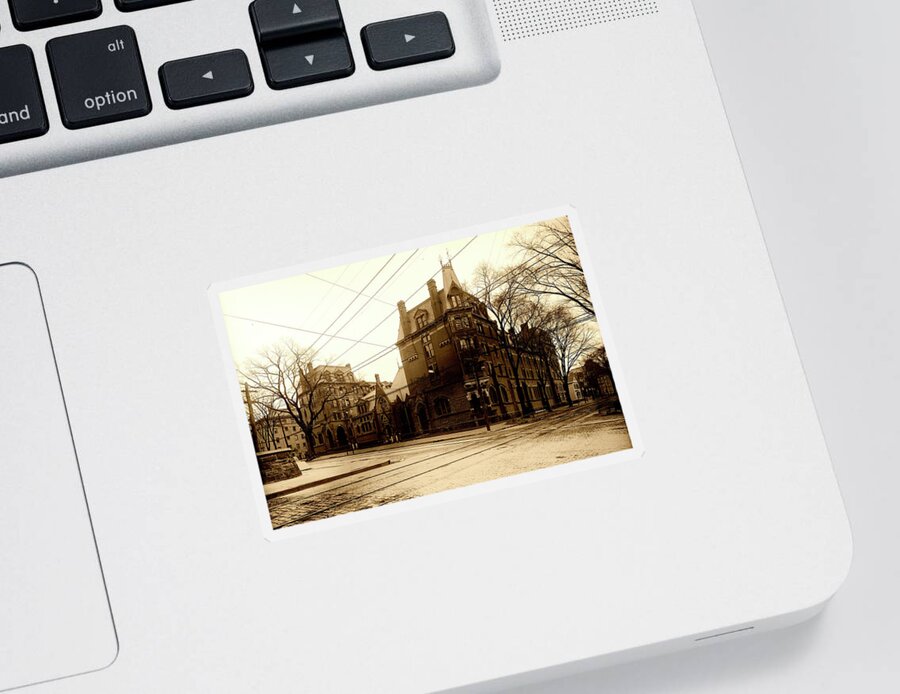 Old Photos Sticker featuring the photograph Yale Divinity School c1907 #1 by Mountain Dreams
