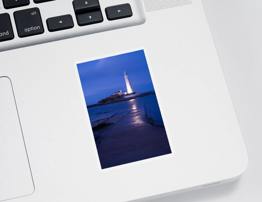 Whitley Sticker featuring the photograph Saint Mary's Lighthouse at Whitley Bay #10 by Ian Middleton