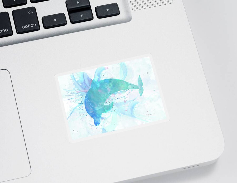 Dolphin Sticker featuring the digital art 10955 Dolphin by Pamela Williams