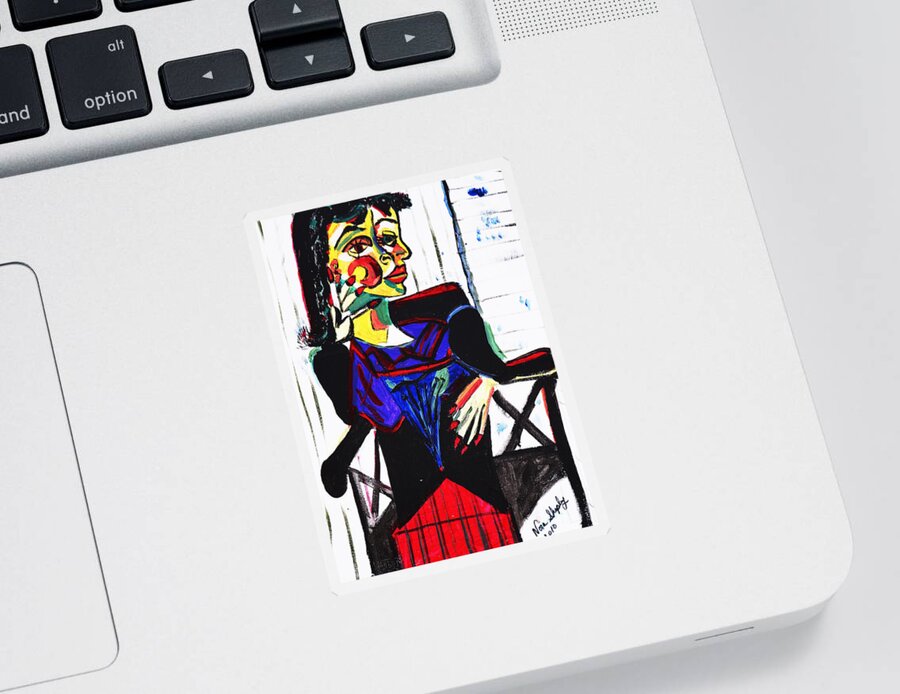 Picasso By Nora Sticker featuring the painting Picasso By Nora by Nora Shepley
