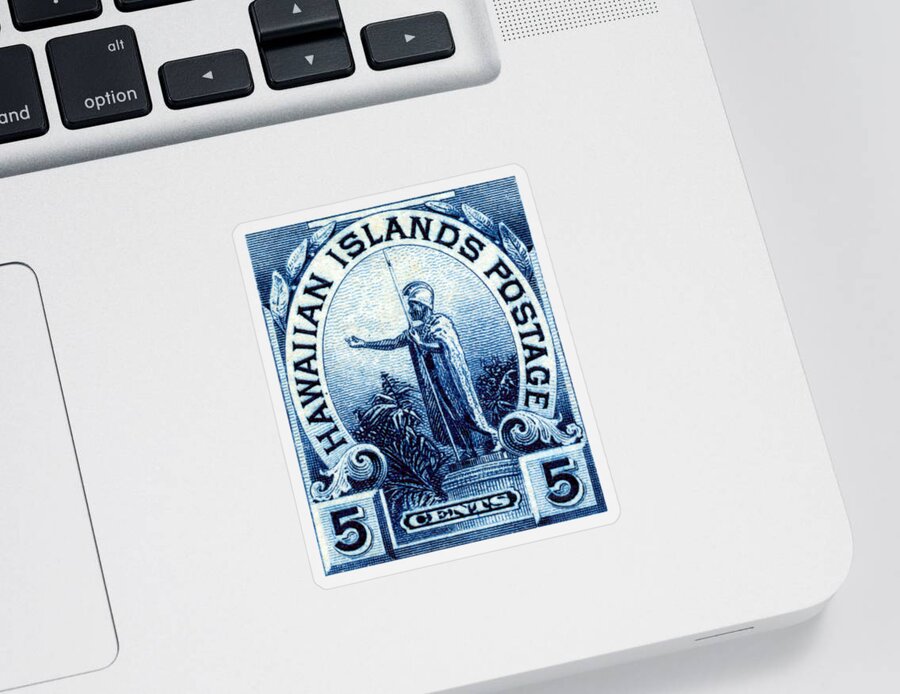 Kingdom Of Hawaii Sticker featuring the painting 1899 Statue of Kamehameha Stamp by Historic Image