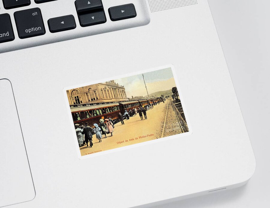 Old Sticker featuring the photograph 1900s Haydarpasa railroad station and train by Heidi De Leeuw
