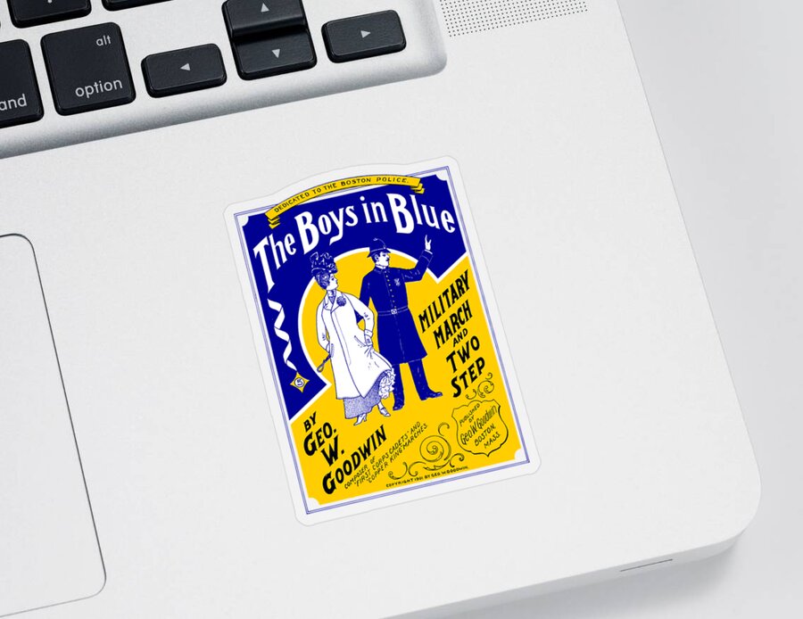 Boston Sticker featuring the painting 1901 The Boys in Blue, the Boston Police by Historic Image