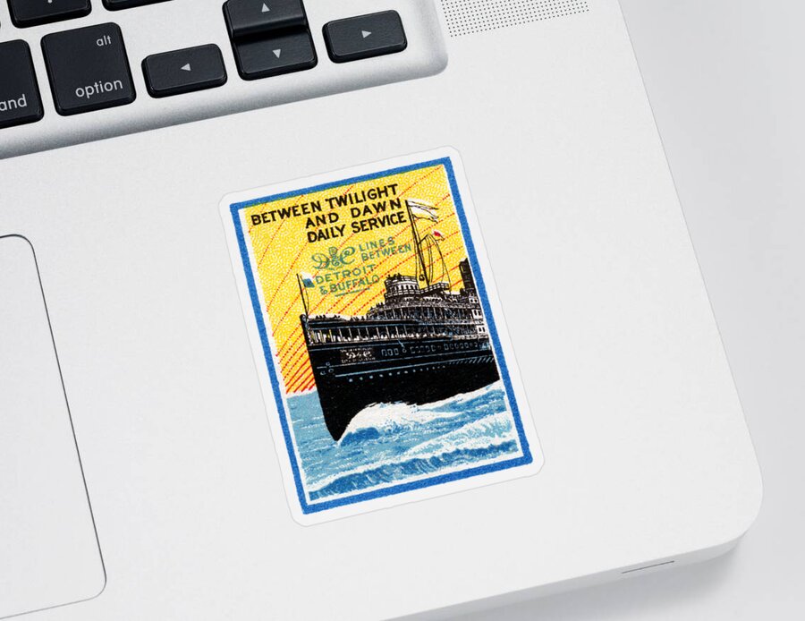 Detroit Sticker featuring the painting 1910 Detroit to Buffalo Steamship by Historic Image