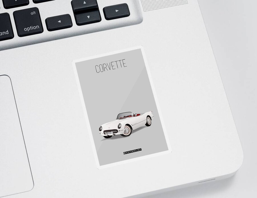 Corvette Sticker featuring the painting 1953 Vintage Corvette Iconic Poster by Beautify My Walls