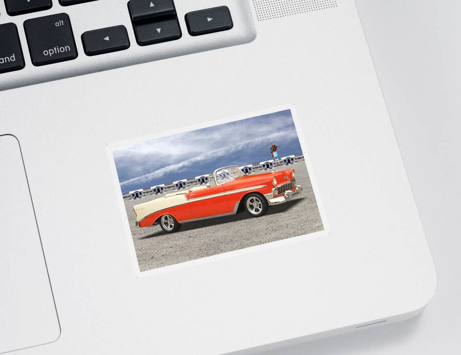 1956 Chevy Sticker featuring the photograph 1956 Chevrolet Belair Convertible by Mike McGlothlen