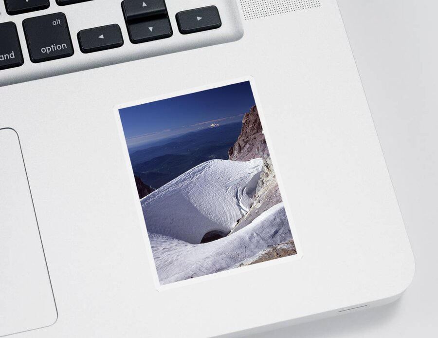 1m5140 Sticker featuring the photograph 1M5140 Crater on Mt. Hood OR by Ed Cooper Photography