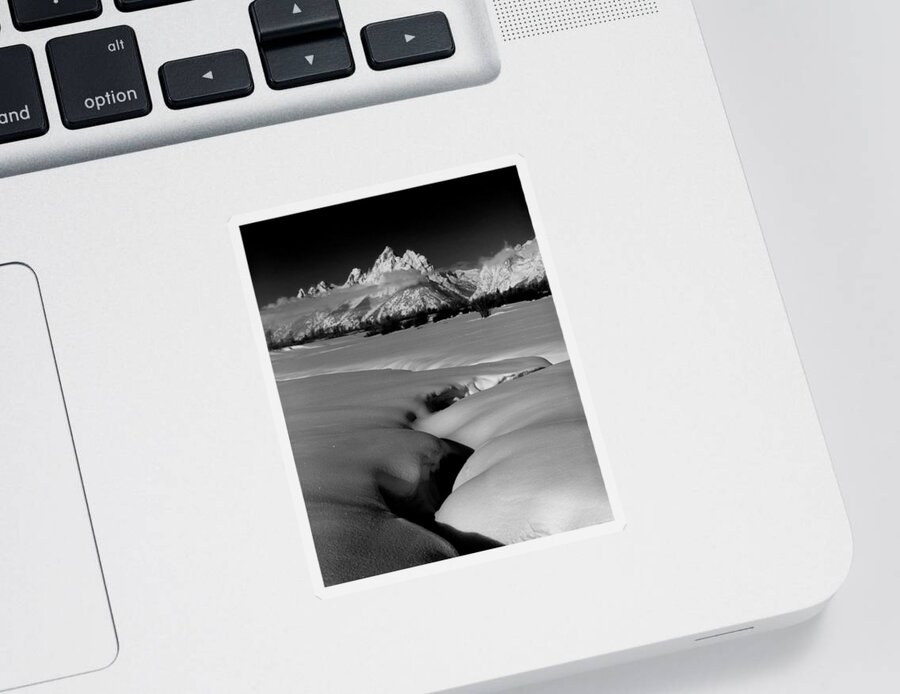 Jackson Hole Sticker featuring the photograph 1M9303 BWTetons seen from Jackson Hole by Ed Cooper Photography