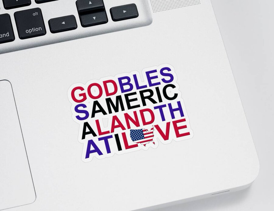 God Sticker featuring the digital art God Bless America #2 by Mal Bray