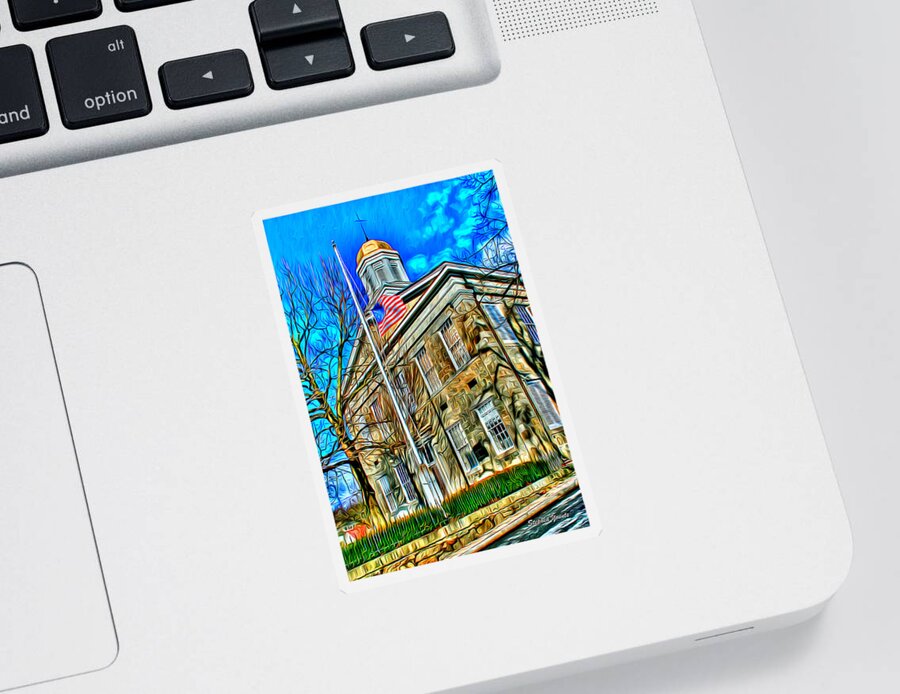 History Sticker featuring the digital art Howard County Courthouse #2 by Stephen Younts