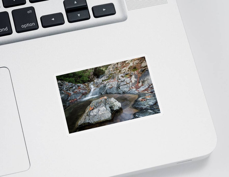 Waterfall Sticker featuring the photograph Idyllic waterfall, Troodos mountains Cyprus #3 by Michalakis Ppalis