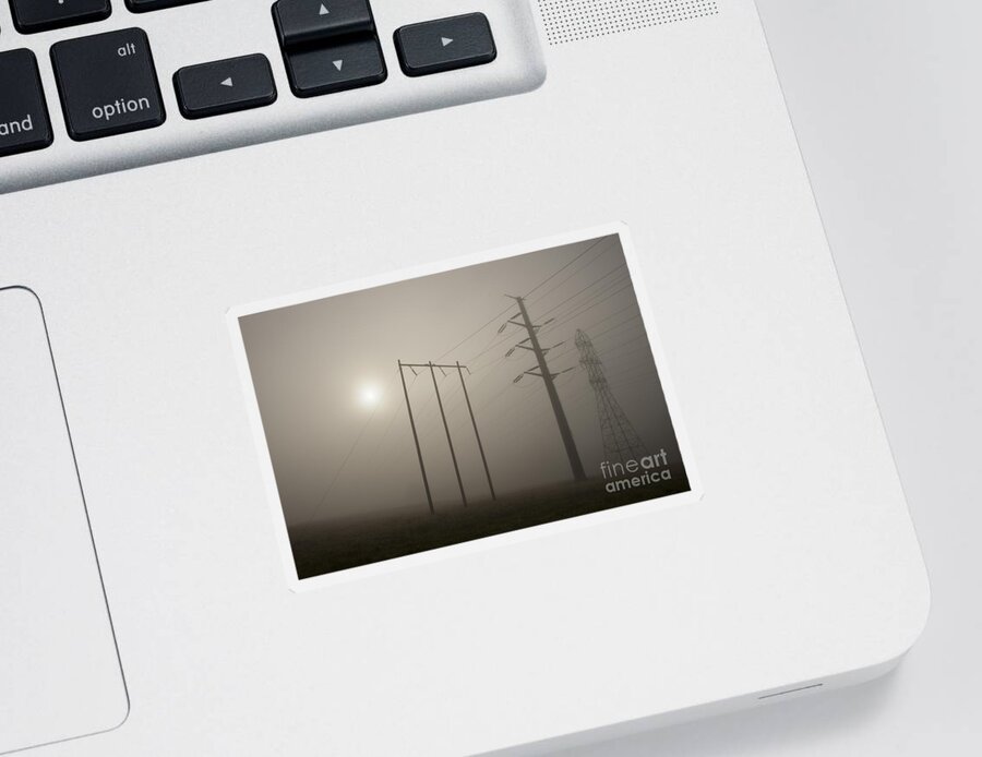 Snohomish Valley Sticker featuring the photograph Large Transmission Towers in Fog #2 by Jim Corwin