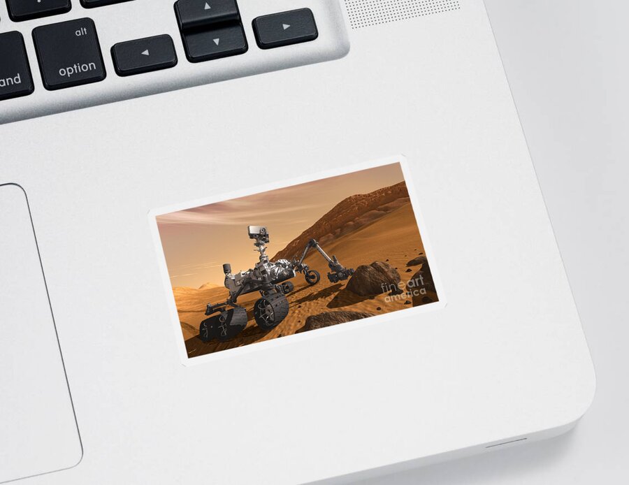 Science Sticker featuring the photograph Mars Rover Curiosity, Artists Rendering by NASA Science Source