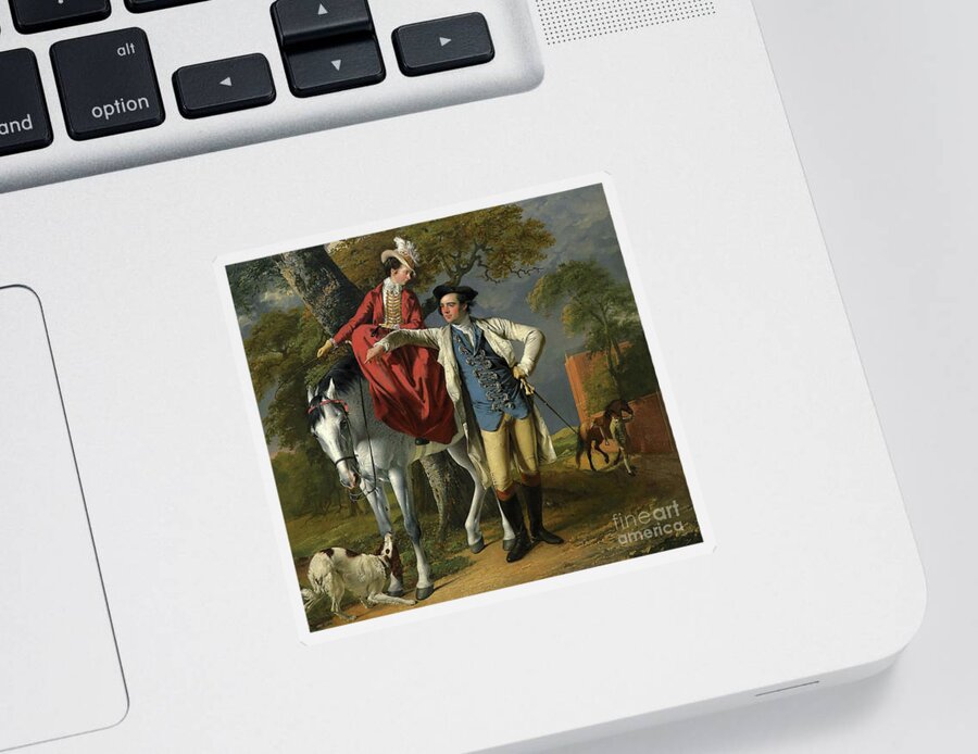 Horse Sticker featuring the painting Mr and Mrs Thomas Coltman by Joseph Wright of Derby