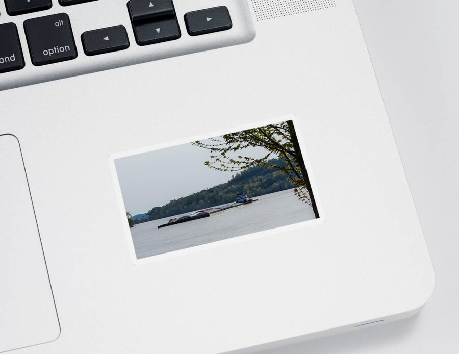 River Sticker featuring the photograph Ohio River Barge by Holden The Moment
