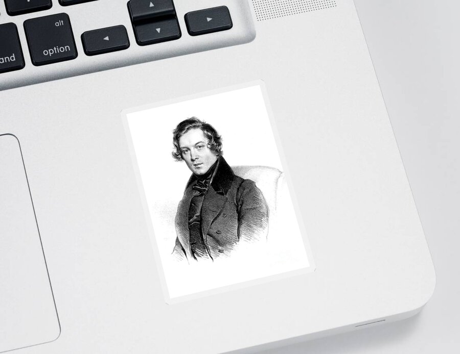 Fine Arts Sticker featuring the photograph Robert Schumann, German Composer #2 by Science Source