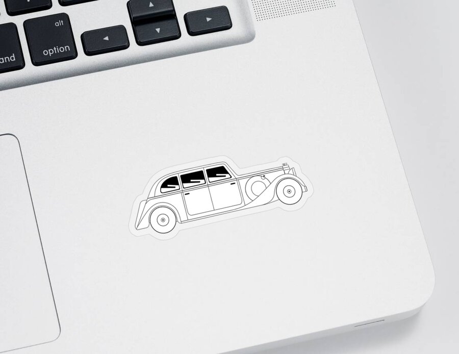 Auto Sticker featuring the digital art Sedan - vintage model of car by Michal Boubin