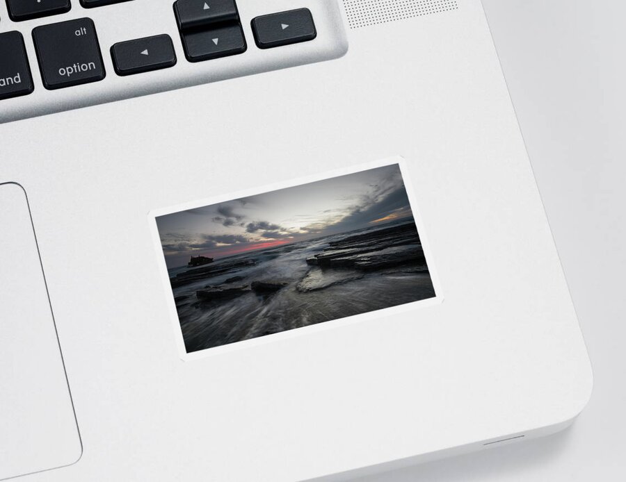 Seascape Sticker featuring the photograph Shipwreck of an abandoned ship on a rocky shore by Michalakis Ppalis