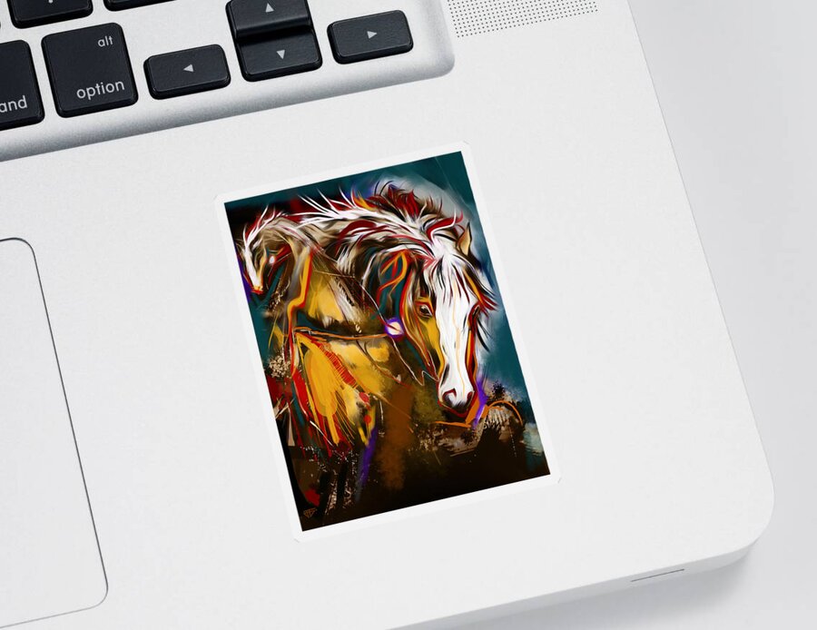 Horses Sticker featuring the painting 2 Spirit Knights by John Gholson