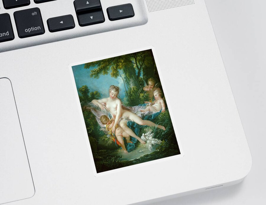 Franois Boucher Sticker featuring the painting The Bath Of Venus #2 by Francois Boucher