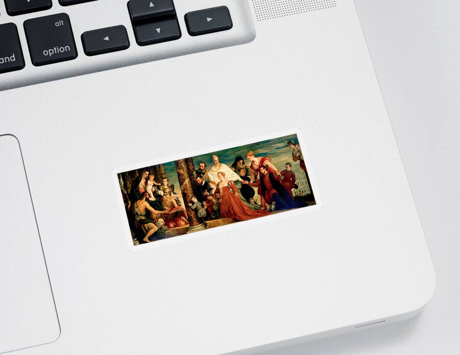 Paolo Veronese Sticker featuring the painting The Madonna of the Cuccina Family #3 by Paolo Veronese