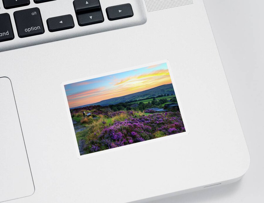 Flora Sticker featuring the photograph Norland Moor Sunset #7 by Chris Smith