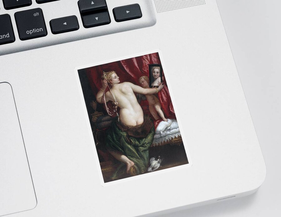 Paolo Veronese Sticker featuring the painting Venus with a Mirror by Paolo Veronese