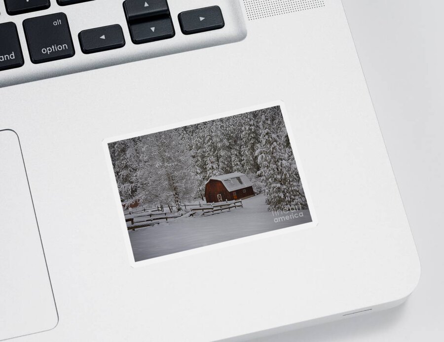 Coeur D'alene Sticker featuring the photograph Winter Barn #2 by Idaho Scenic Images Linda Lantzy