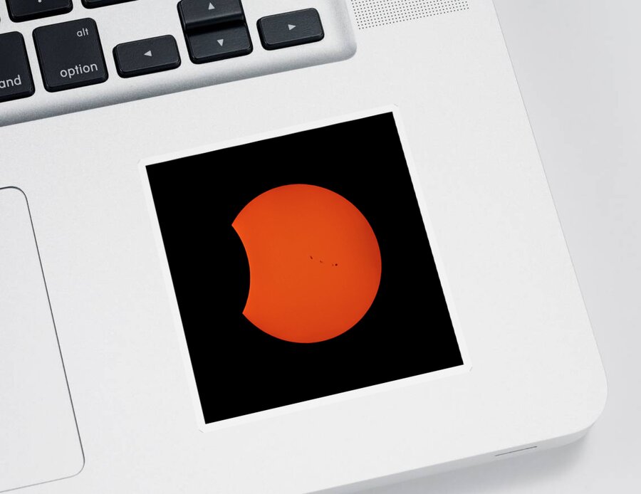 Terry D Photography Sticker featuring the photograph 2017 Partial Solar Eclipse from New Jersey at 350 by Terry DeLuco