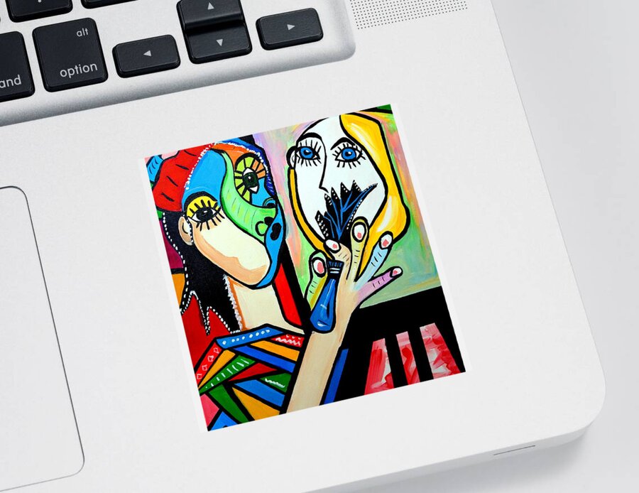 Picasso By Nora Sticker featuring the painting Artist Picasso by Nora Shepley