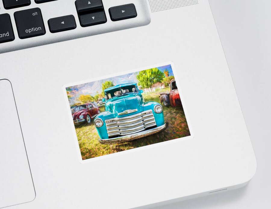 1952 Truck Sticker featuring the photograph 1952 Chevrolet 3100 Series Pick Up Truck Painted #2 by Rich Franco