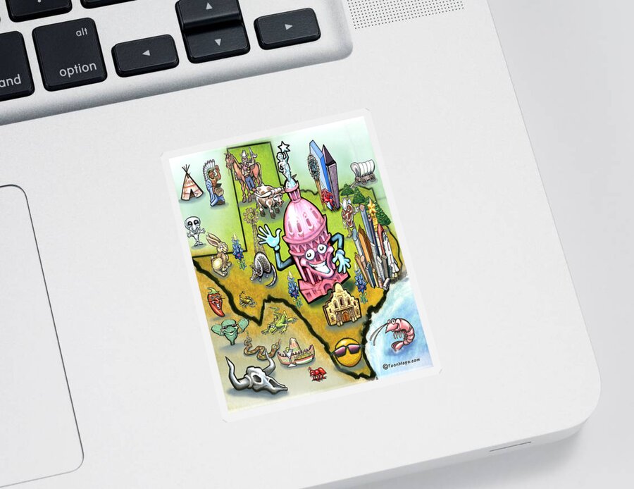 Austin Sticker featuring the digital art Austin Texas Cartoon Map by Kevin Middleton