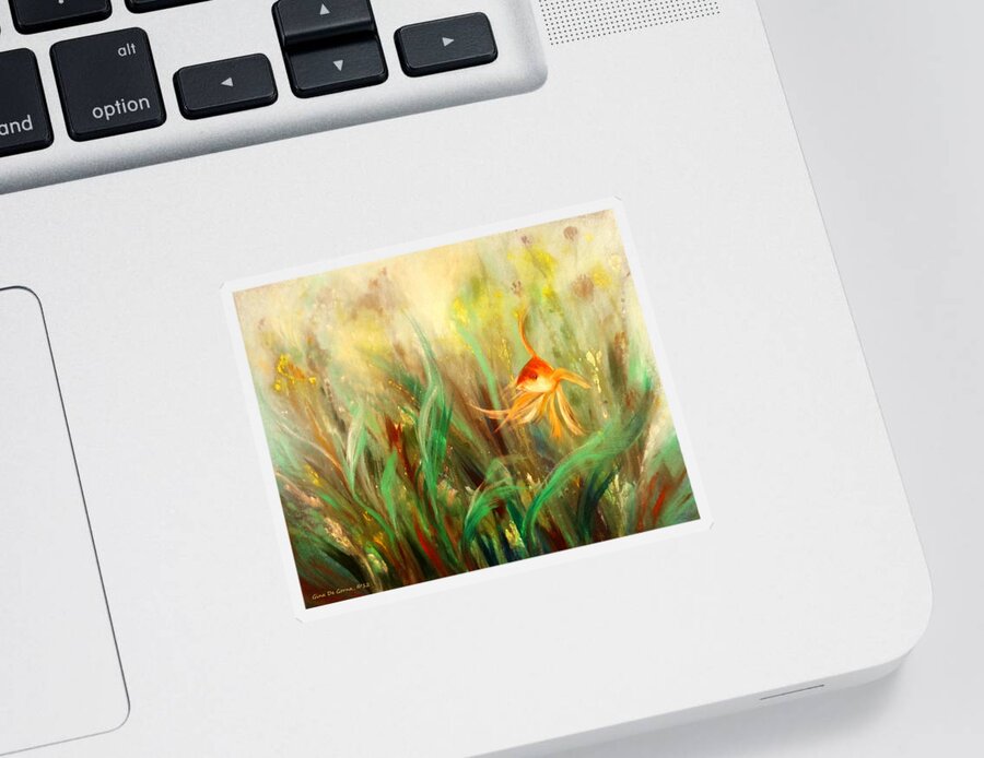 Fish Sticker featuring the painting Gold Fish #3 by Gina De Gorna