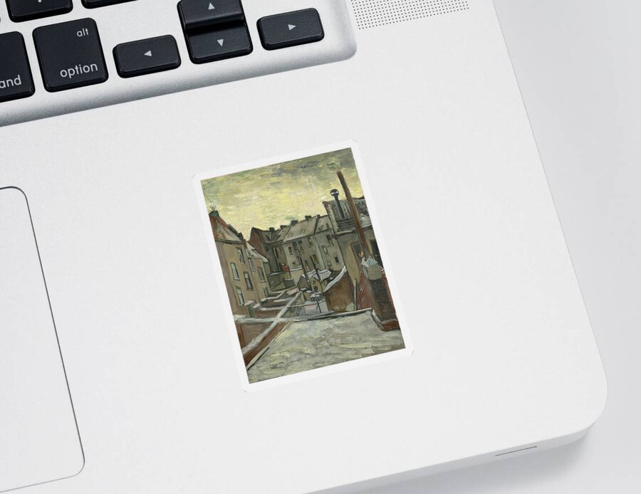 Vincent Van Gogh Sticker featuring the painting Houses Seen From The Back #4 by Vincent Van Gogh