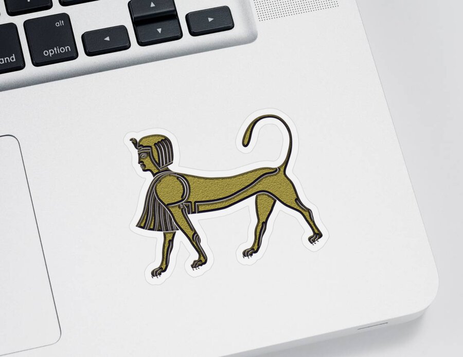 Sphinx Sticker featuring the digital art Sphinx - mythical creature of ancient Egypt by Michal Boubin