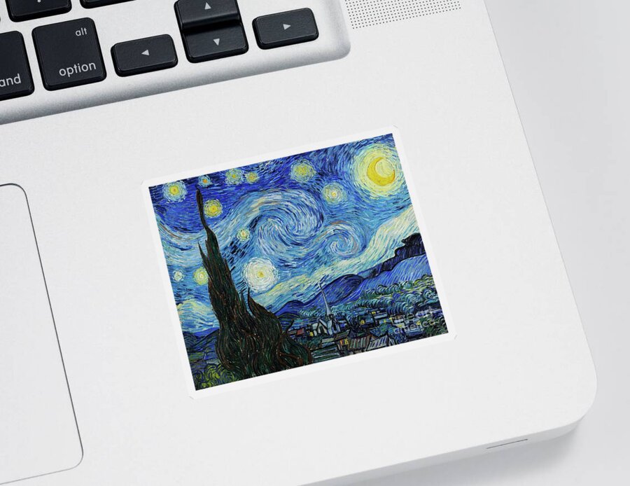 Vincent Van Gogh Sticker featuring the painting The Starry Night by Vincent Van Gogh