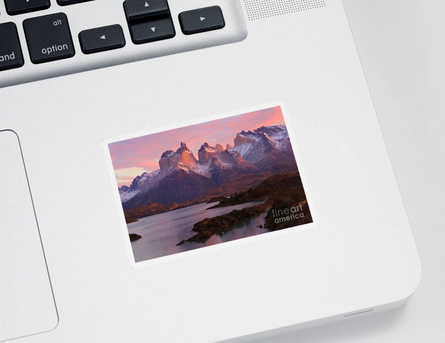 Sunrise Sticker featuring the photograph Torres del Paine National Park in Patagonia Chile #3 by Louise Heusinkveld