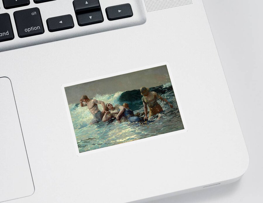 Winslow Homer Sticker featuring the painting Undertow #3 by Winslow Homer