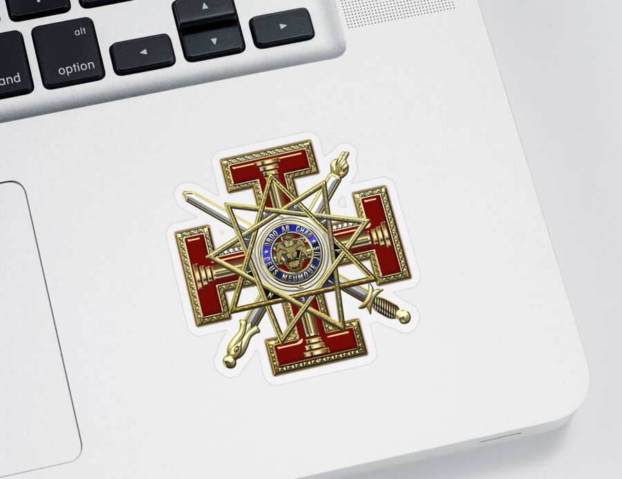 'ancient Brotherhoods' Collection By Serge Averbukh Sticker featuring the digital art 33rd Degree Mason - Inspector General Masonic Jewel by Serge Averbukh