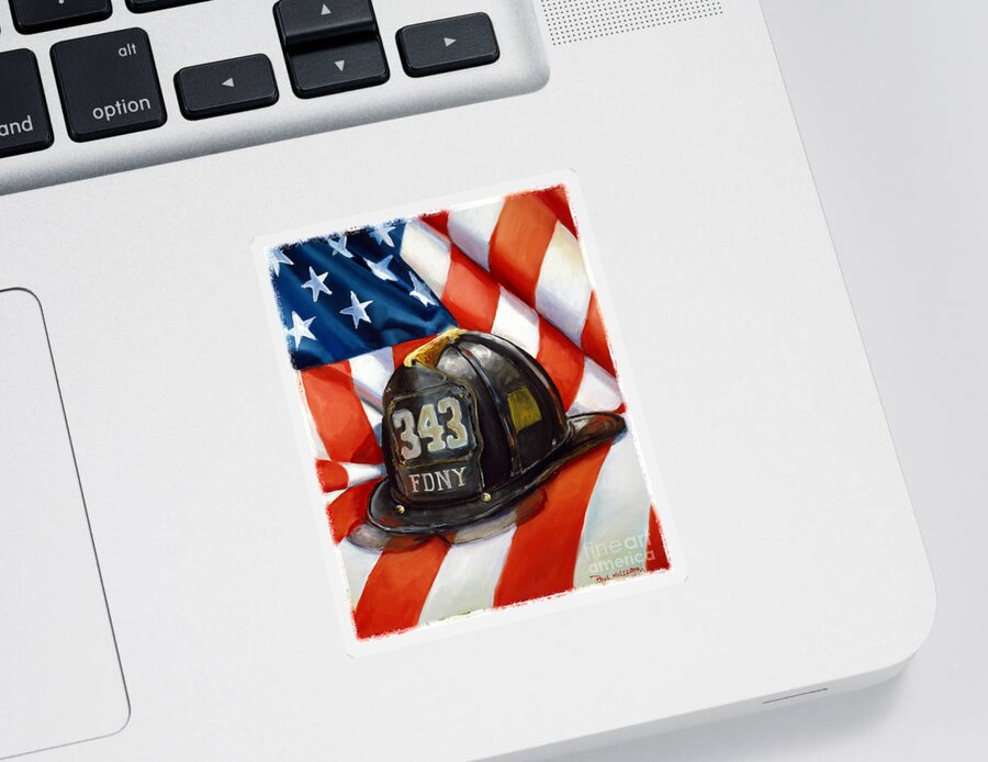 American Flag Sticker featuring the painting 343 by Paul Walsh