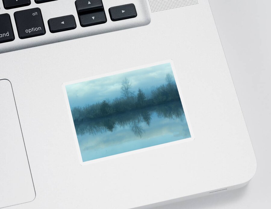 Reflections Lake Sticker featuring the photograph Reflections blue lake by Cathy Anderson