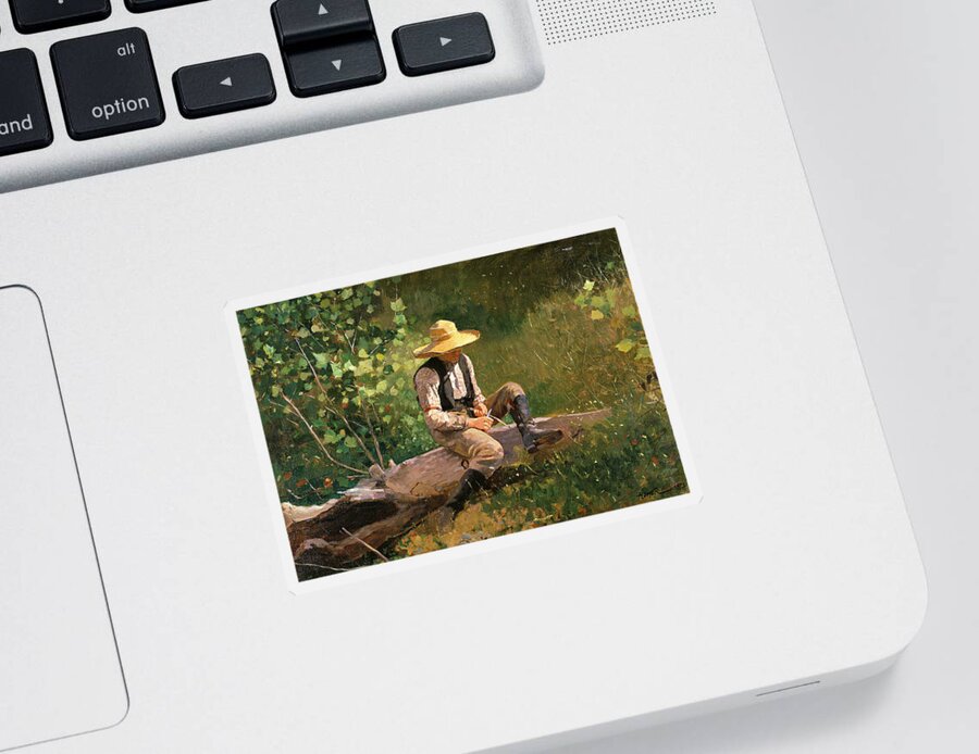 Winslow Homer Sticker featuring the painting The whittling boy #4 by Winslow Homer