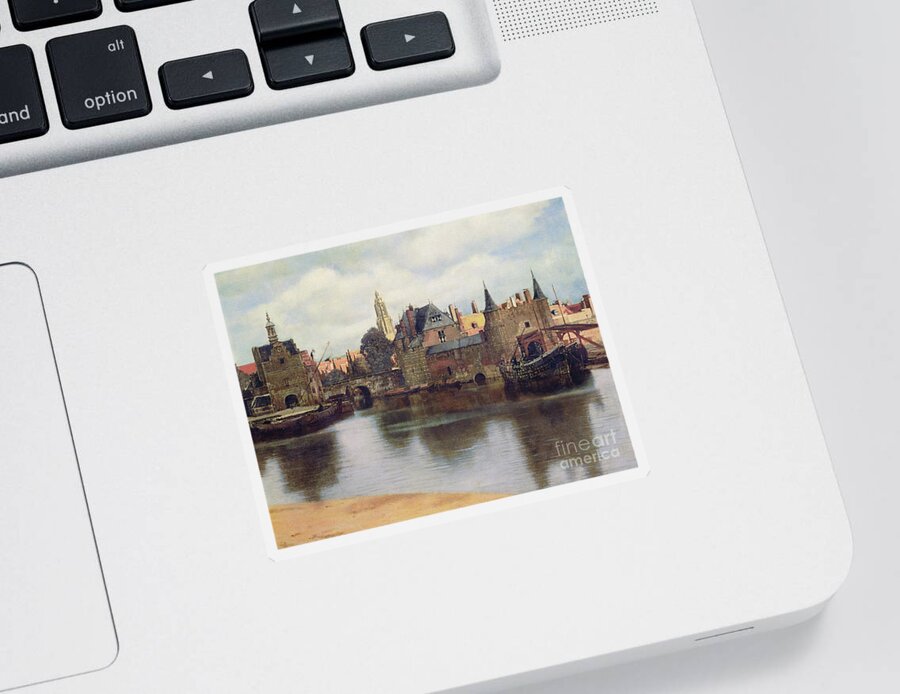 Vermeer Sticker featuring the painting View of Delft by Jan Vermeer